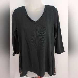 2 FOR $30 Black V-Neck With Rose Back Women's Whimsigoth, Fairycore Top (#125)